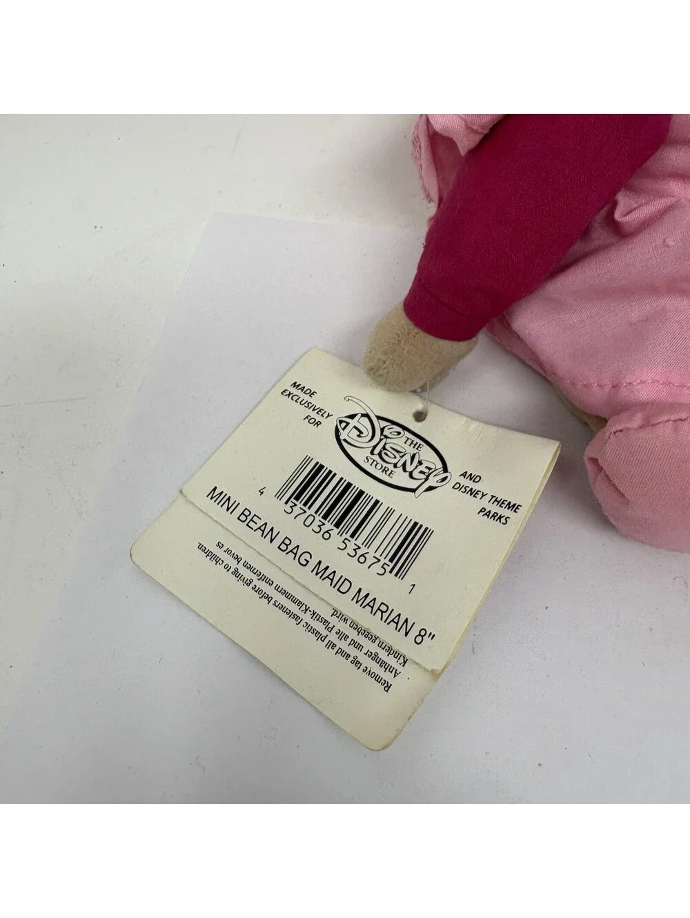Disney Store Maid Marian Robin Hood Mini Bean Bag Plush 8 Inch Pink Dress Toy